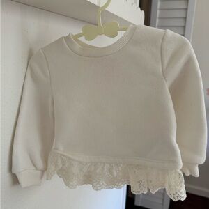 OshKosh B'gosh Cream Lace-Hem Sweatshirt